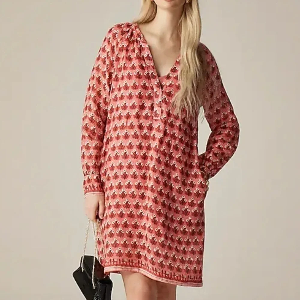 J crew Cabana mini dress in block-print ramie